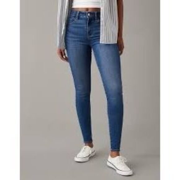 American Eagle‎ High-Rise Stretch Jegging Size 2 Short Faded Blue - Picture 1 of 11